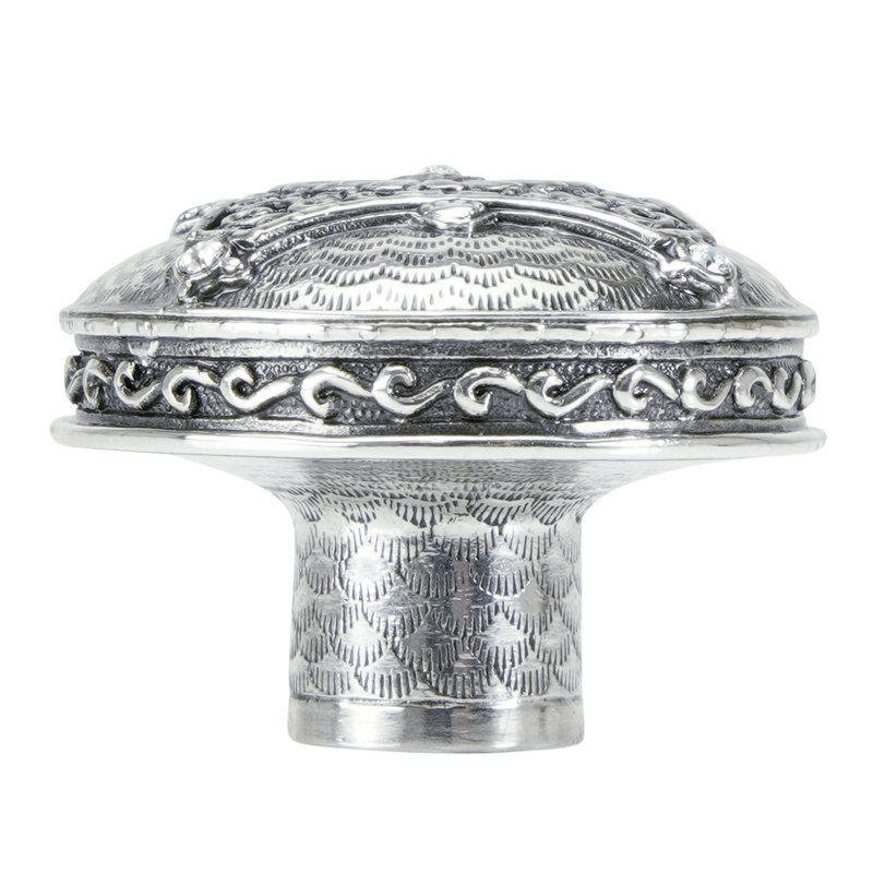 BRISTOL KNOB; DECORATED WITH SWAROVSKI® CRYSTALS; BURNISHED SILVER
