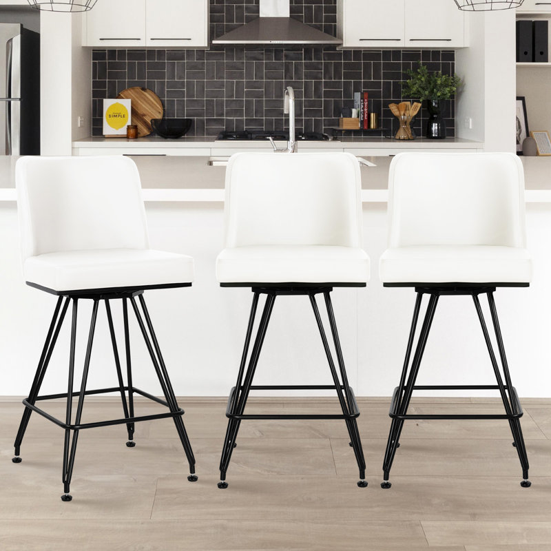 Tabouret de comptoir Meliton 26, Blanc, 3