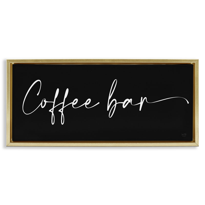 «Coffee Bar Classy Script», art mural encadré flottant doré par Lux + Me Designs, H 11 po x l 25 po