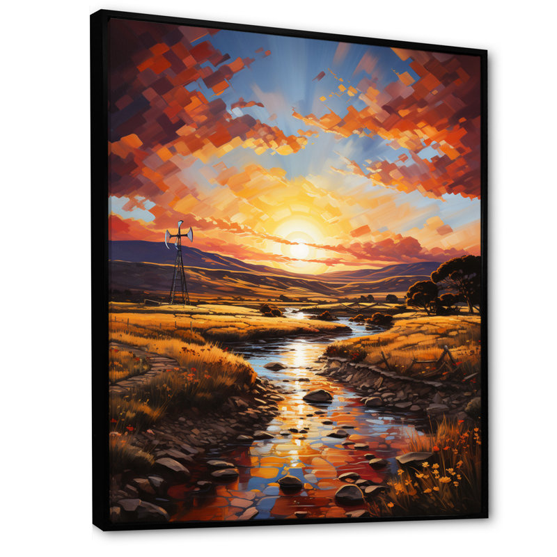 «Wind Turbines Whirling Skies I», reproduction sur toile, H 32 po x l 24 po, Cadre flottant noir