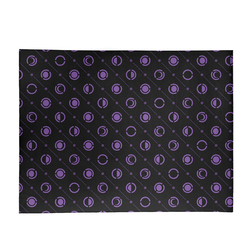 Tapis noir/mauve à phases de lune, Rectangle 9 pi x 12 pi