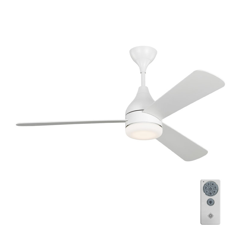Smart LED Ceiling Fan, Matte White with White Blades, 52 inches