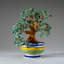 Genuine Green Aventurine Gemstone Bonsai Tree in Round Ceramic Pot (8.5")