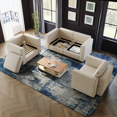 Ensemble de salon modulaire rembourré Elda