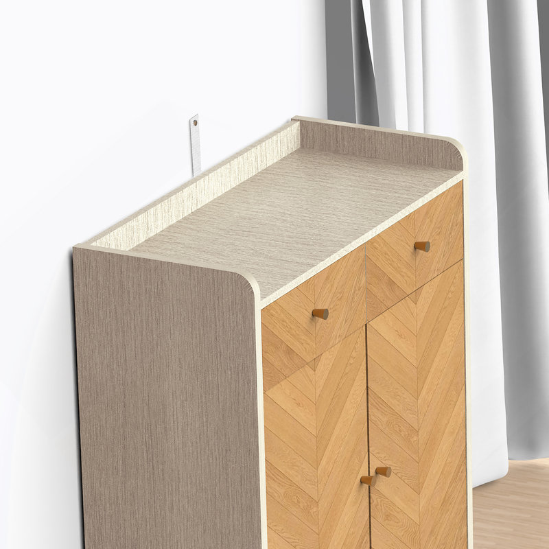 Armoire à chaussures en bois, range-chaussures à 4 niveaux avec 2 tiroirs, armoire à chaussures autoportante avec tablettes réglables pour le vestibule