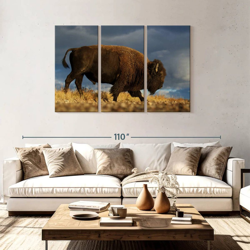 Brampt Walking American Bison, 48" H x 74" W