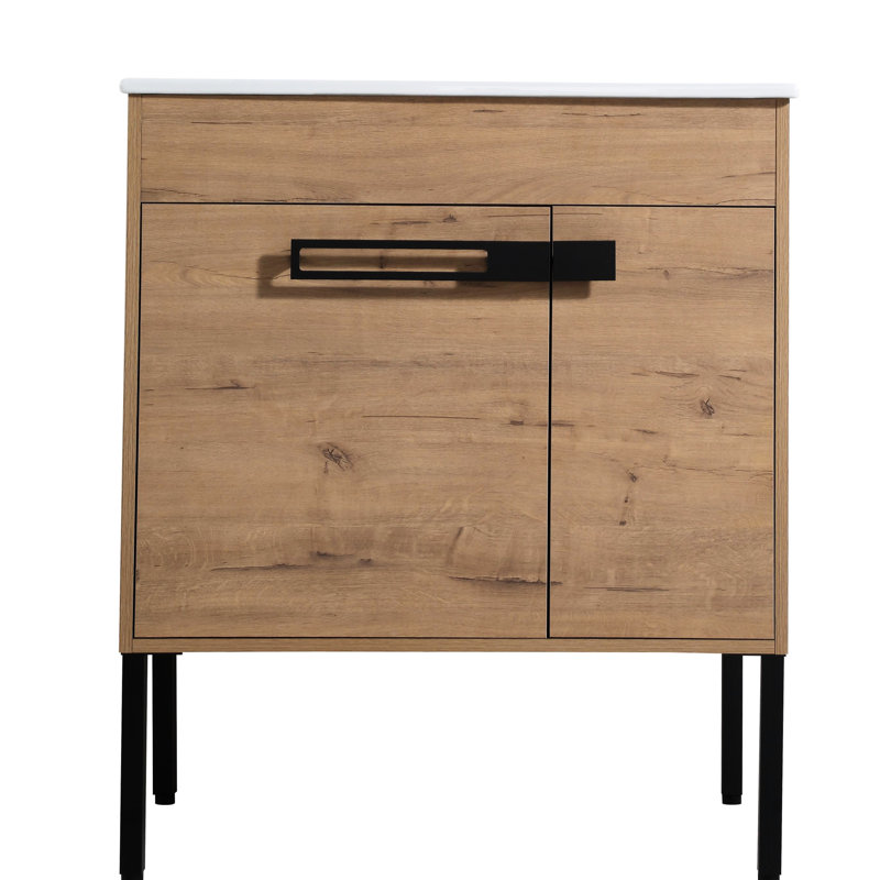 Meuble-lavabo moderne de 30 po avec technologie de fermeture douce et mécanisme de rangement à crochet en métal 30 po