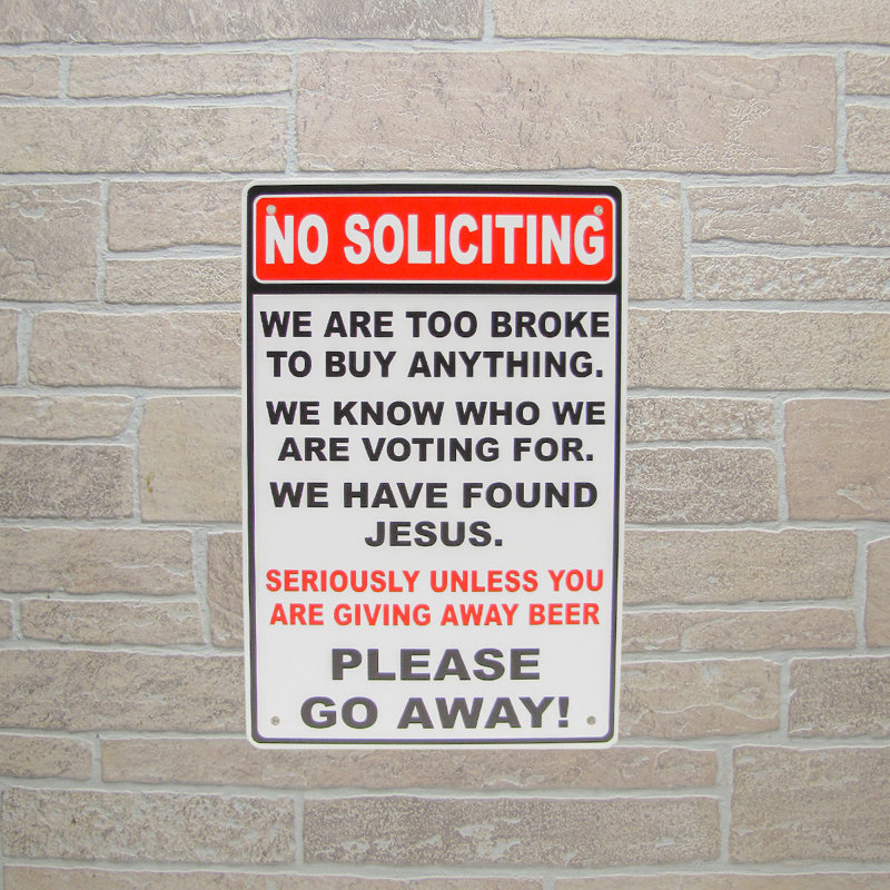 Metal Funny No Soliciting Unless Giving Away Beer Front Door Porch Home Tin Sign