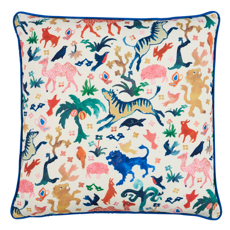 Schumacher x Happy Menocal Beasts Pillow, Multi/Ivory