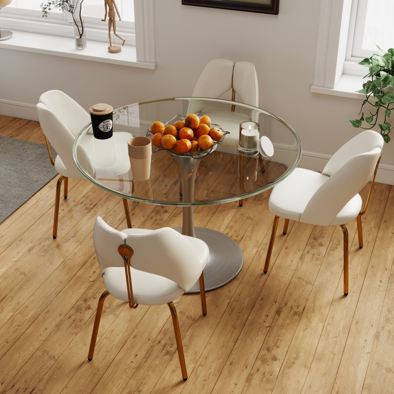 Upholstered Kitchen Dining Chairs (Set of 4), 4, White