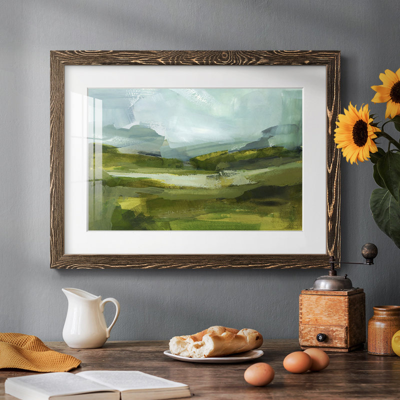 Emerald View III - reproduction encadrée rustique avec tableau mat, Noyer, H 14 po x l 20 po x P 1,5 po