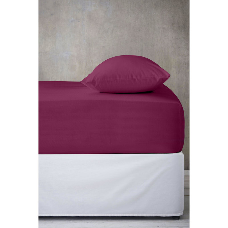 Percale Fitted Sheet Polycotton Solid Colour Bed Sheet Single Double King Super King Machine Washable High Yarn Quality, Pink