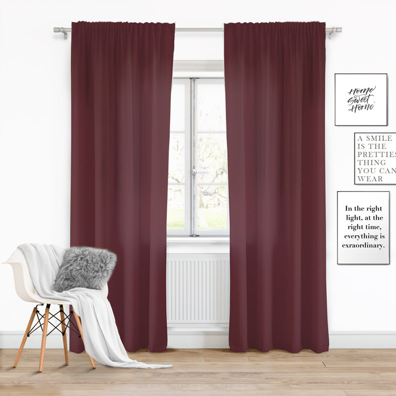 Robena Semi Sheer Curtain Single Panel, Pink, 140 W x 250 D cm