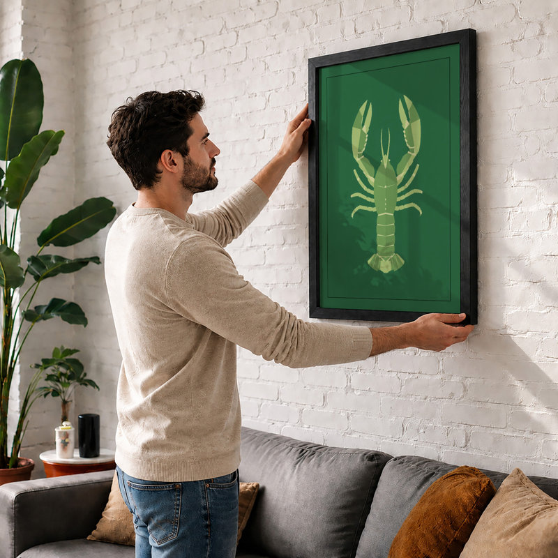 Lobster Study Botanical - Framed Print, A1 - 84.1 x 59.4 cm, Oak