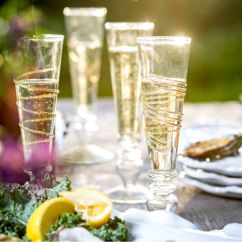 Razzle Dazzle 6 oz. Handmade Flute Set, Clear/Gold