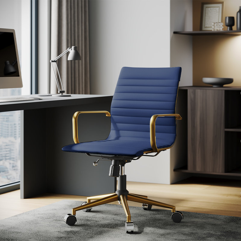 Rogalski Task Chair, Blue, Gold