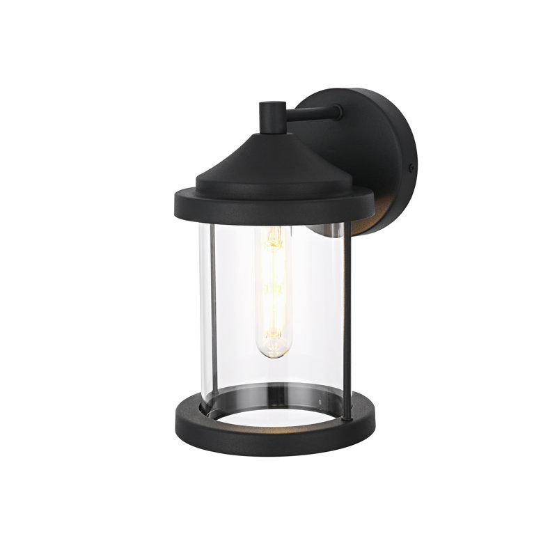 Roy Outdoor Wall Sconce in Black, 10" H x 6" W x 7" D