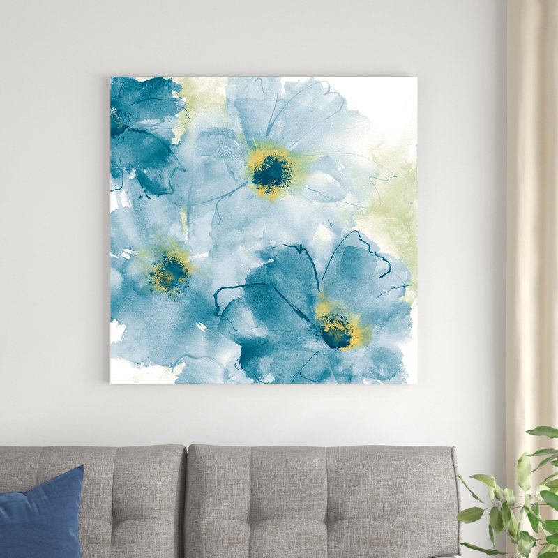 Coquillage cosmos II bleu et jaune, H 36 po x l 36 po x P 1,25 po