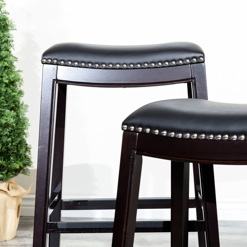 Counter Stool In , Black Leather - Adjustable Height Stool, Seat Fire