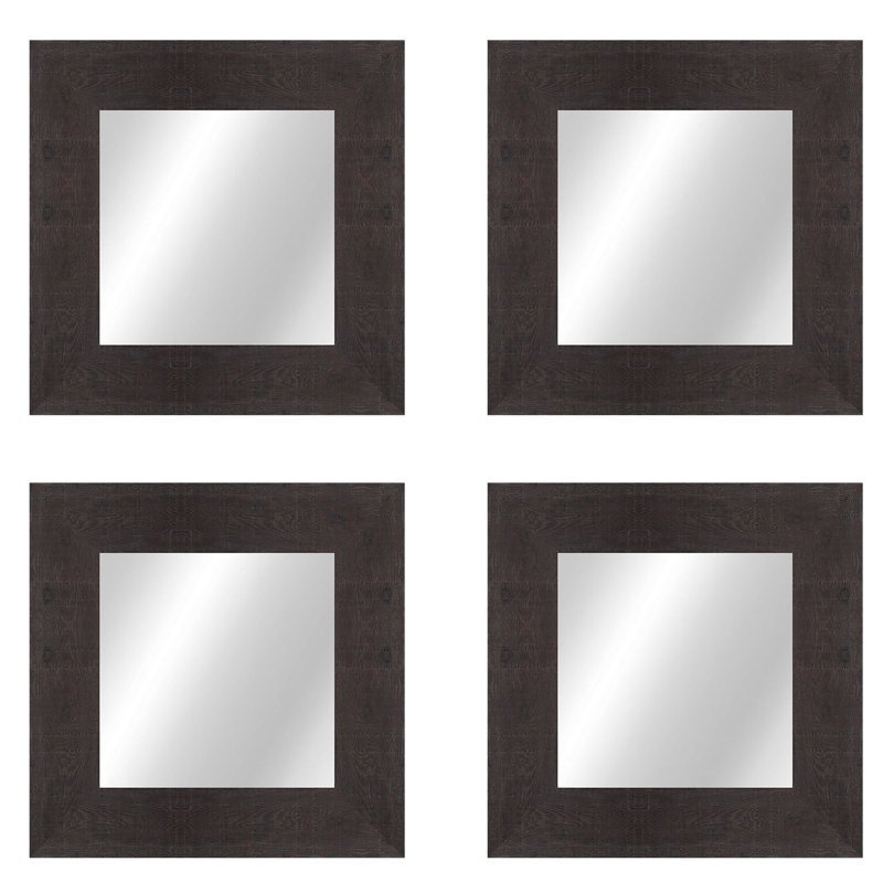Ensemble de miroirs biseautés 4 pièces Moulding, Noyer foncé