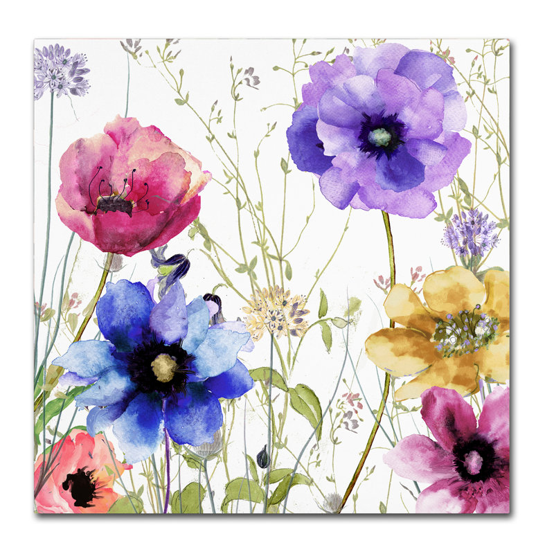 Summer Diary II Floral Watercolor Canvas Art 18x18
