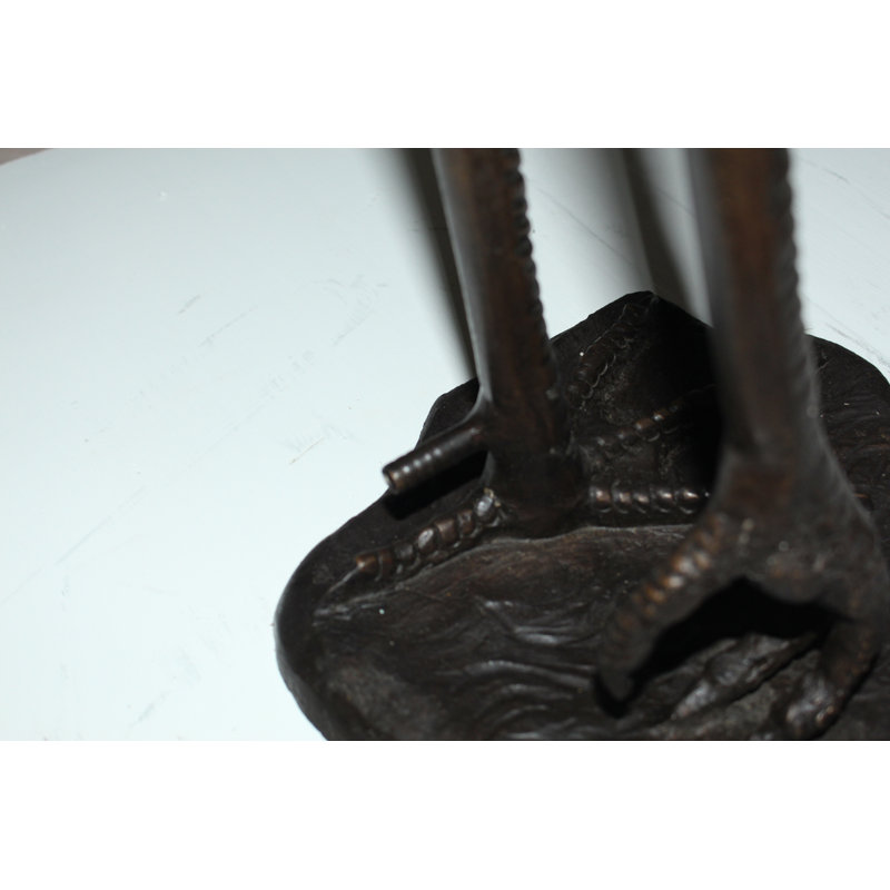 Bronze Crane Head Down Fountain Statue for Garden Decor