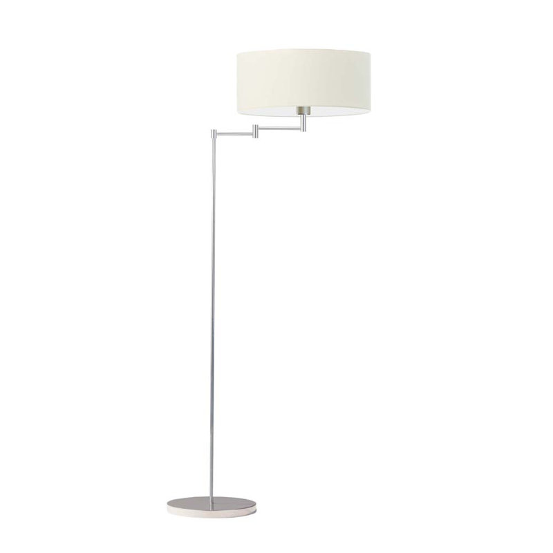 Korin 155 H cm Swing Arm Floor Lamp, Ecru, Silver