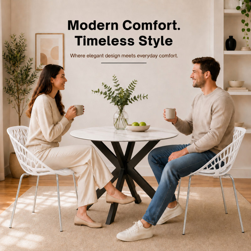 Stackable Dining Side Chairs with Floral Cutout Back and Stainless Steel Legs – Modern Kitchen, Restaurant, or Banquet Seating