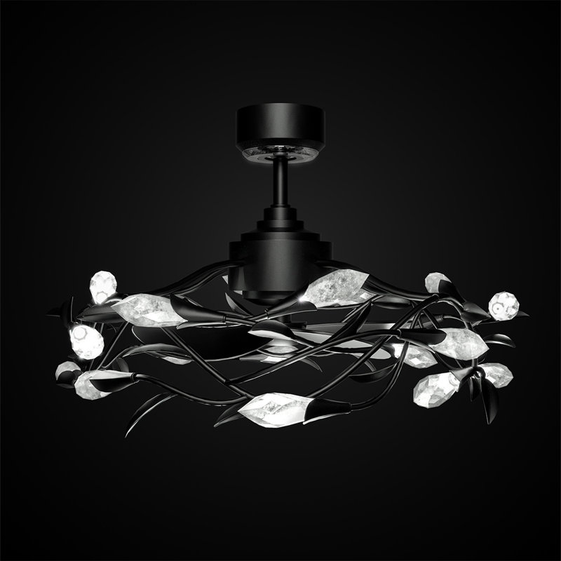 Secret Garden 20 Light Crystal LED Fandelier, Black
