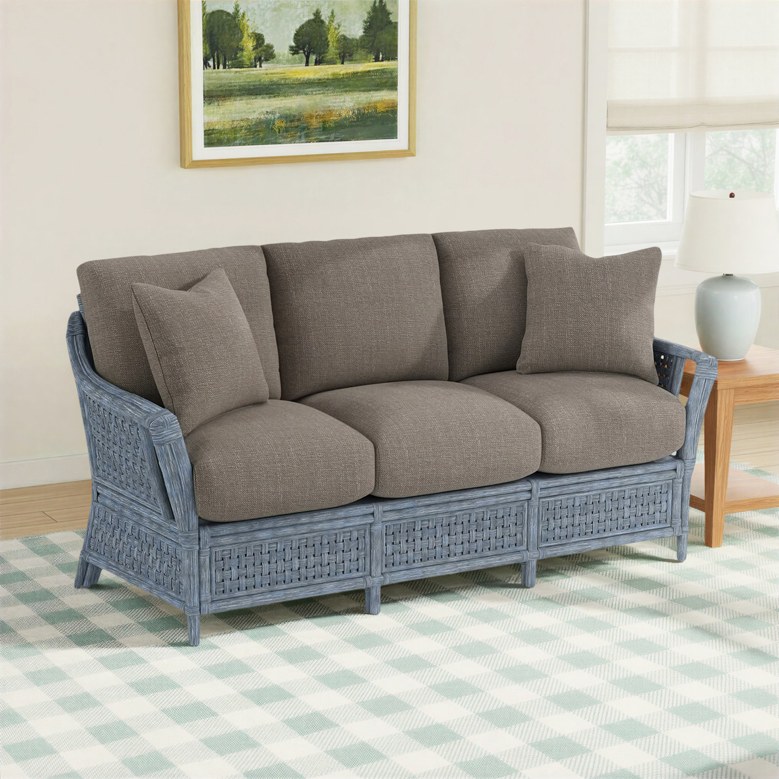 Boca 78'' Upholstered Sofa, Stone Crypton Performance, Sea Glass