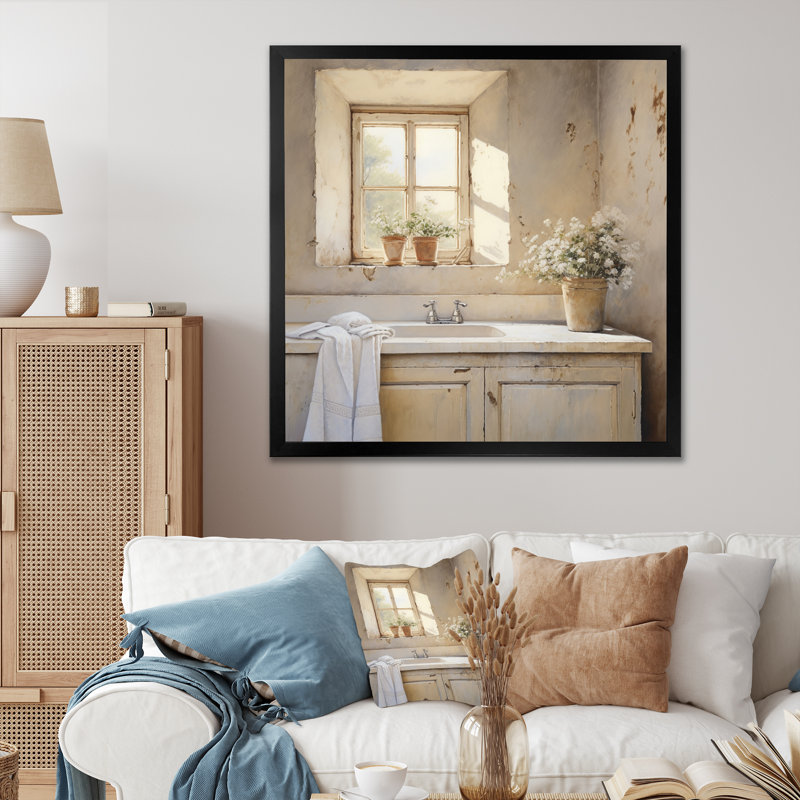 Farmhouse Laundry Charm IV - Bath & Laundry Canvas Wall Art, Cadre simple noir, H 36 po x l 36 po x P 1,5 po