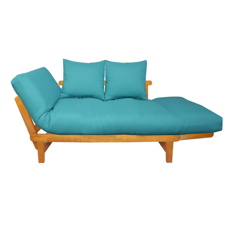 Casual Lounger Sofa Bed, Teal Polyester, Oak