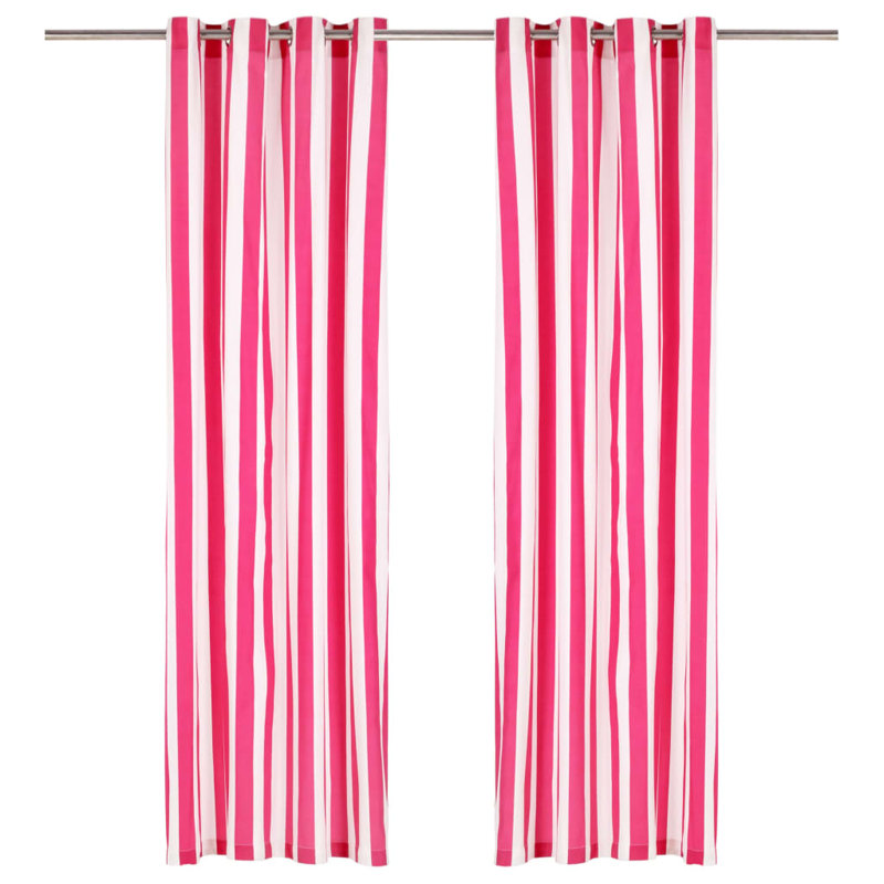 Noyes Room Darkening Curtain Pair, Pink/White, 140 W x 175 D cm