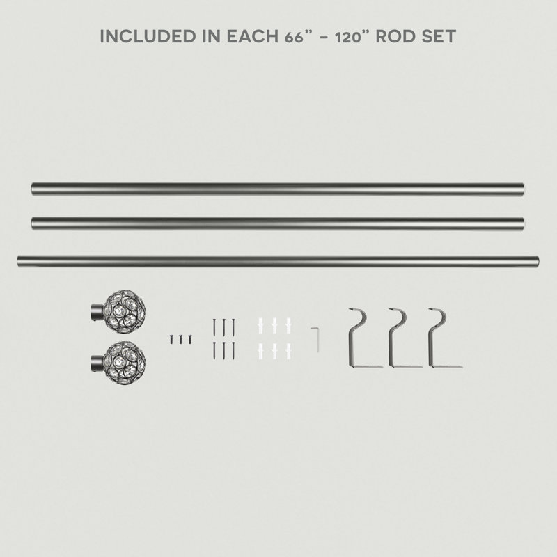 Tringle à rideaux simple réglable 1 po, 66” – 120”, Bronze industriel