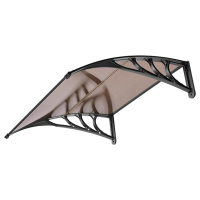 Window Door Awning Canopy, Brown with Black Bracket