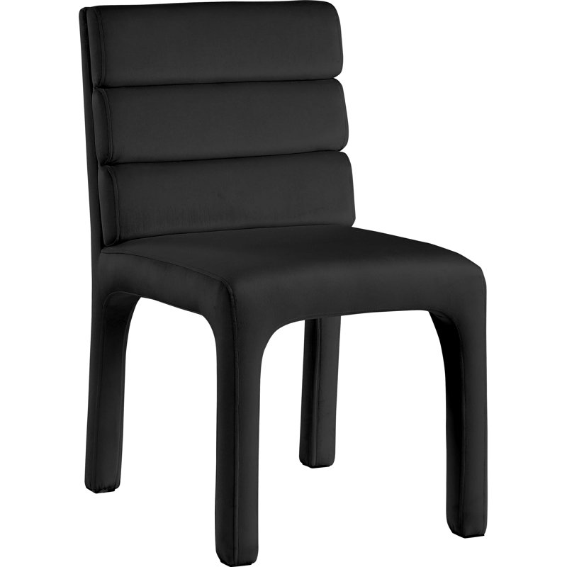 Chaise d'appoint en velours capitonné Kai, Velours noir
