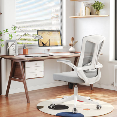 Home Ergonomic Office Chair With Adjustable Lumbar Support, Swivel High Back Computer Chair, Breathable Mesh Desk Chair, Pu Silent Wheels, Flip-Up Arms Task Chair,Up To 450Lbs