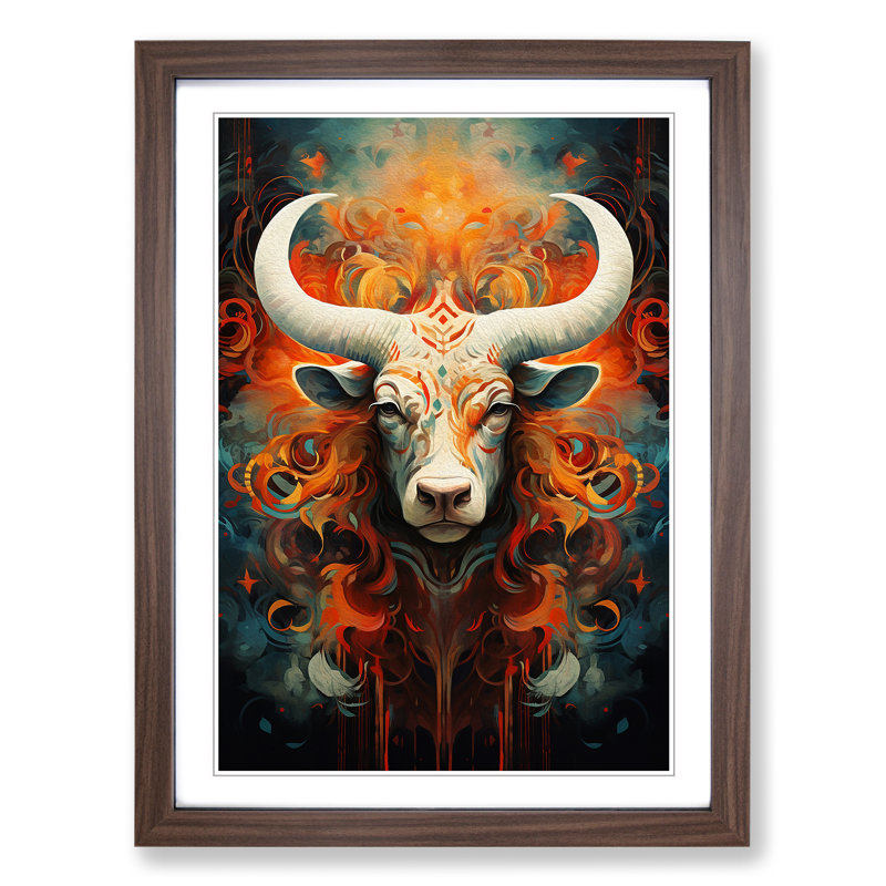 Taurus Zodiac Abstract - Framed Print, Walnut , 46cm H x 34cm W x 2cm D