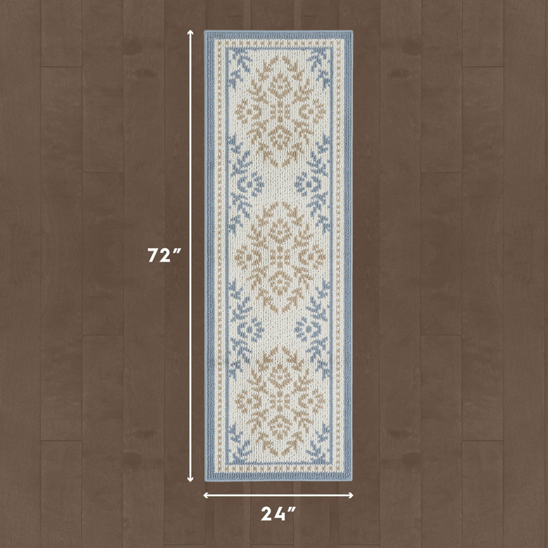 Laura Ashley Barnsley, Bleu, Tapis de couloir 2 pi x 6 pi