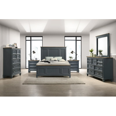 Semaj Wood Distressed Bedroom Set with Bed, Dresser, Mirror, Nightstands, Chest by Laurel Foundry Modern Farmhouse