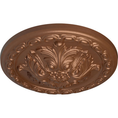 Médaillon de plafond Endurathane Acanthus, DE 11 3/8 po x P 2 po, finition cuivre poli peint à la main