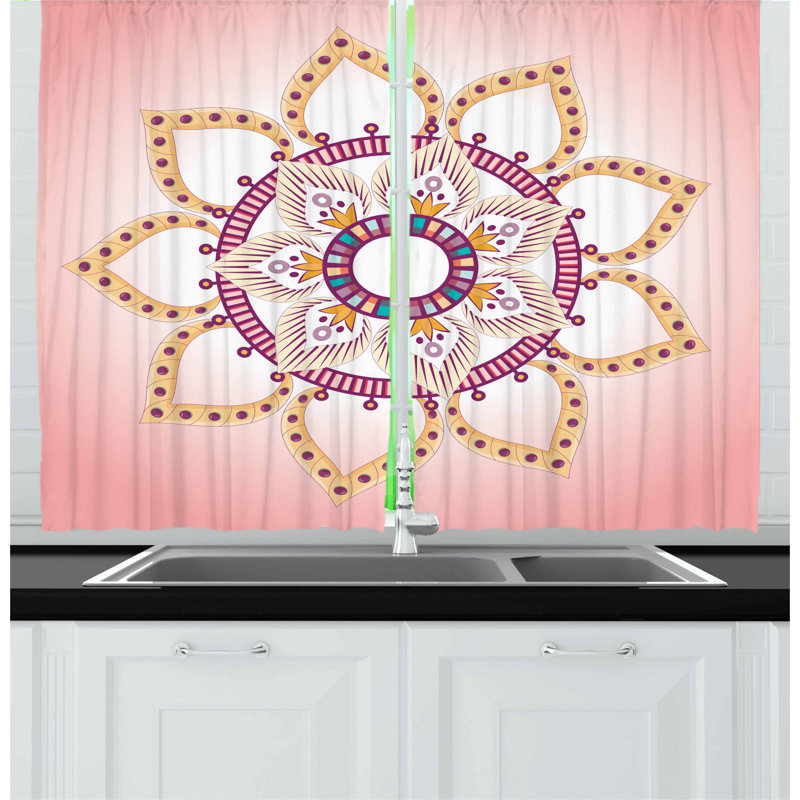 Ensemble de rideau de cuisine 2 pièces mandala