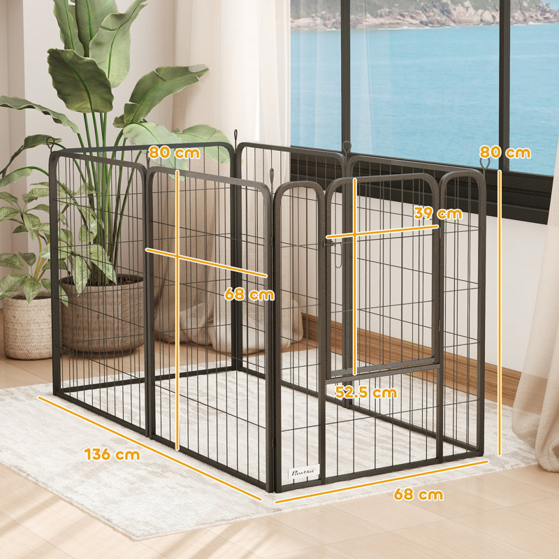 Steel Exercise Pen, 80" H x 136" W x 68" D