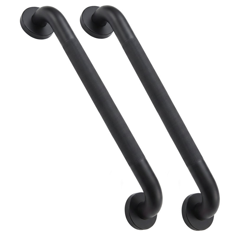 20'' Black Bathroom Safety Grab Bar with Anti-slip Knurled Grip, ADA Compliant, 2 Pack, Matte Black 2 Pack, 20 inch