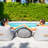 Big Joe Lux Patio Pouf, Black and White Chevron Premium Vinyl Mesh, Durable UV Protected Polyester Blend