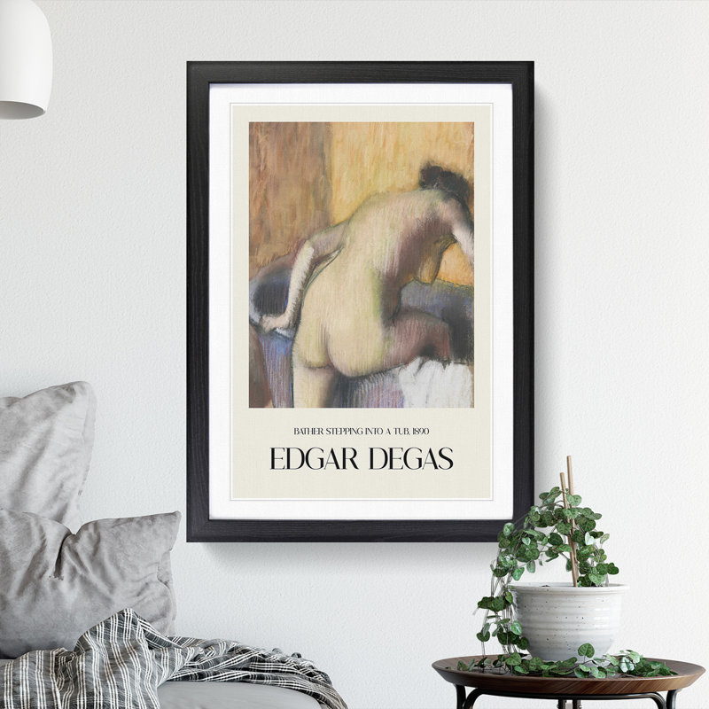 Bather Stepping into a Tub by Edgar Degas - Picture Frame Graphic Art, 48cm H x 36cm W x 2cm D, Black Framed