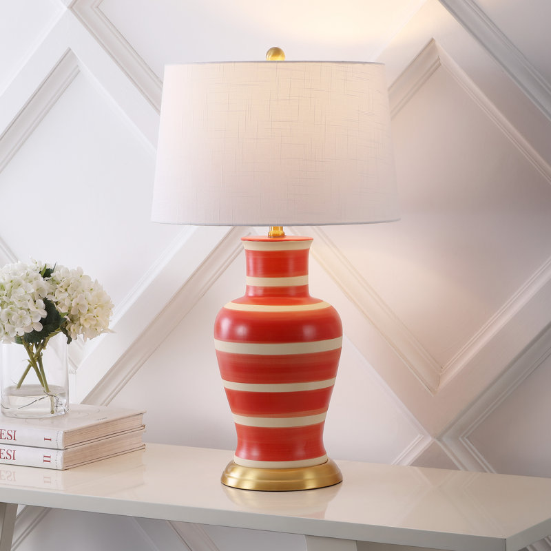 Herron 29" Table Lamp, Red/Beige