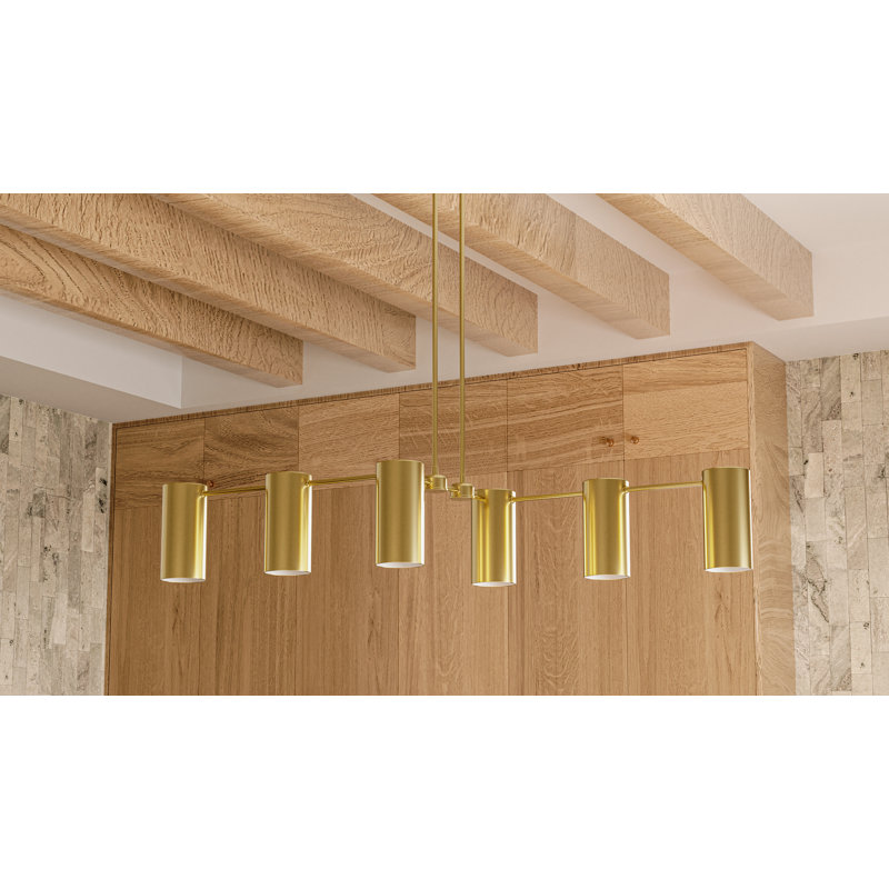 Foreland 6-Light  Linear Chandelier, Brushed Gold