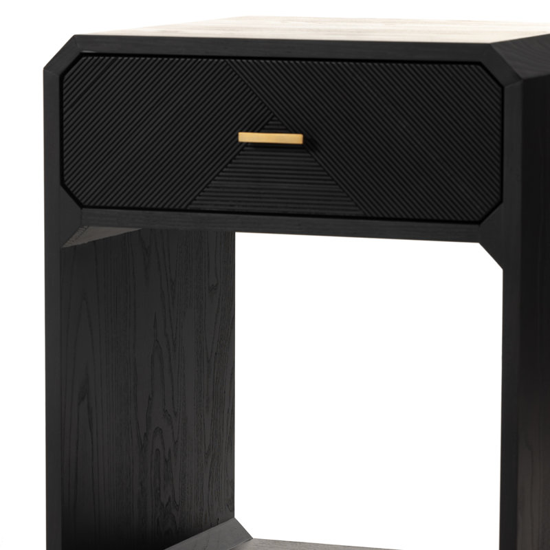 Caspian Nightstand-Black Ash Veneer, Black Ash