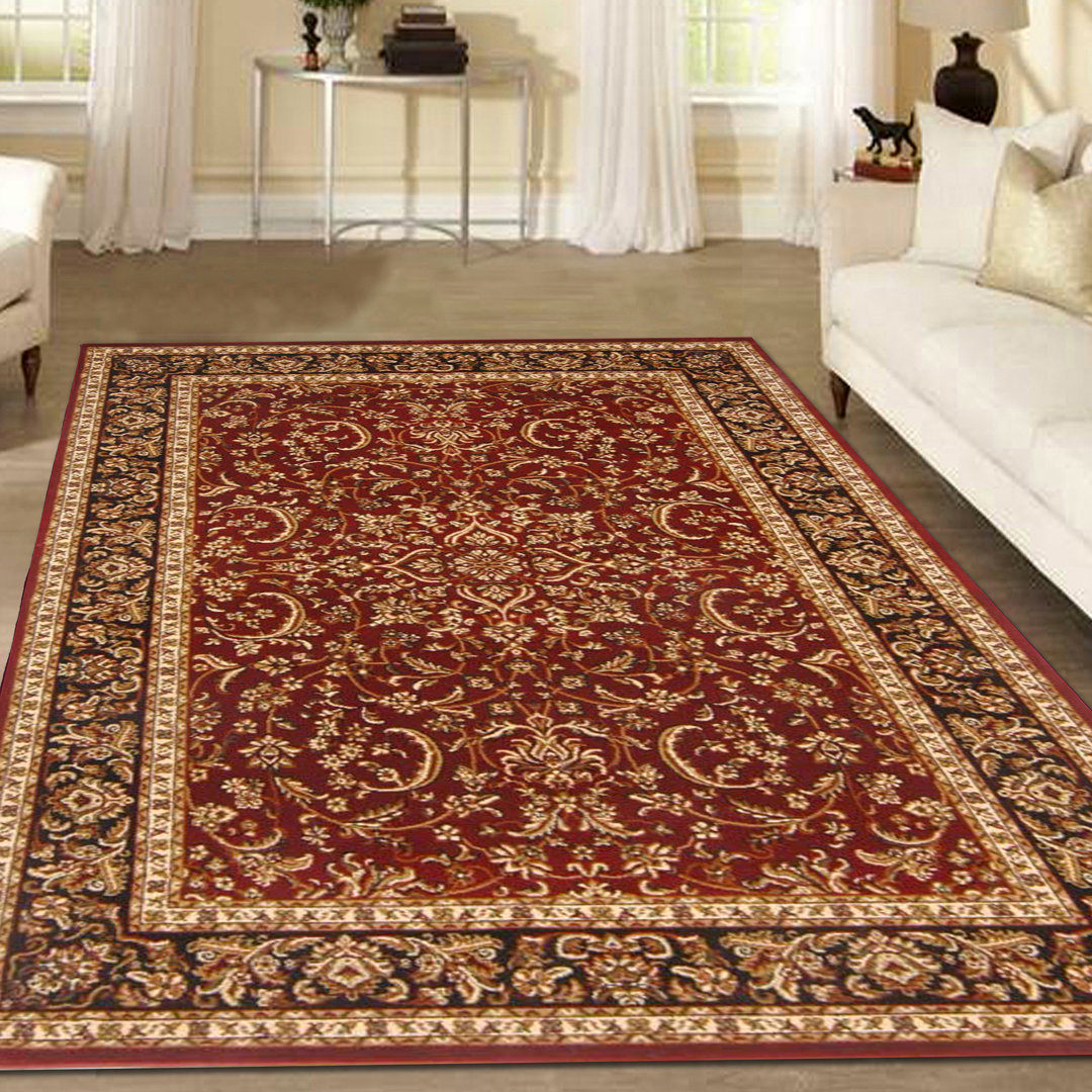 Noble Traditional Floral Red/Burgundy Area Rug The Conestoga Trading Co. Rug 